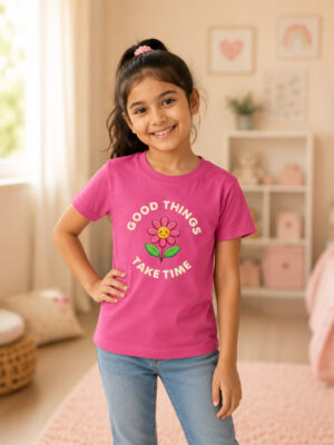 Good Things Take Time Girl's Crew Neck T-Shirt
