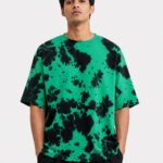 Urban Wash Tie-Dye Oversized T-Shirt - Green Black