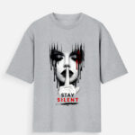 Stay Silent Oversized T-Shirt - Grey Melange