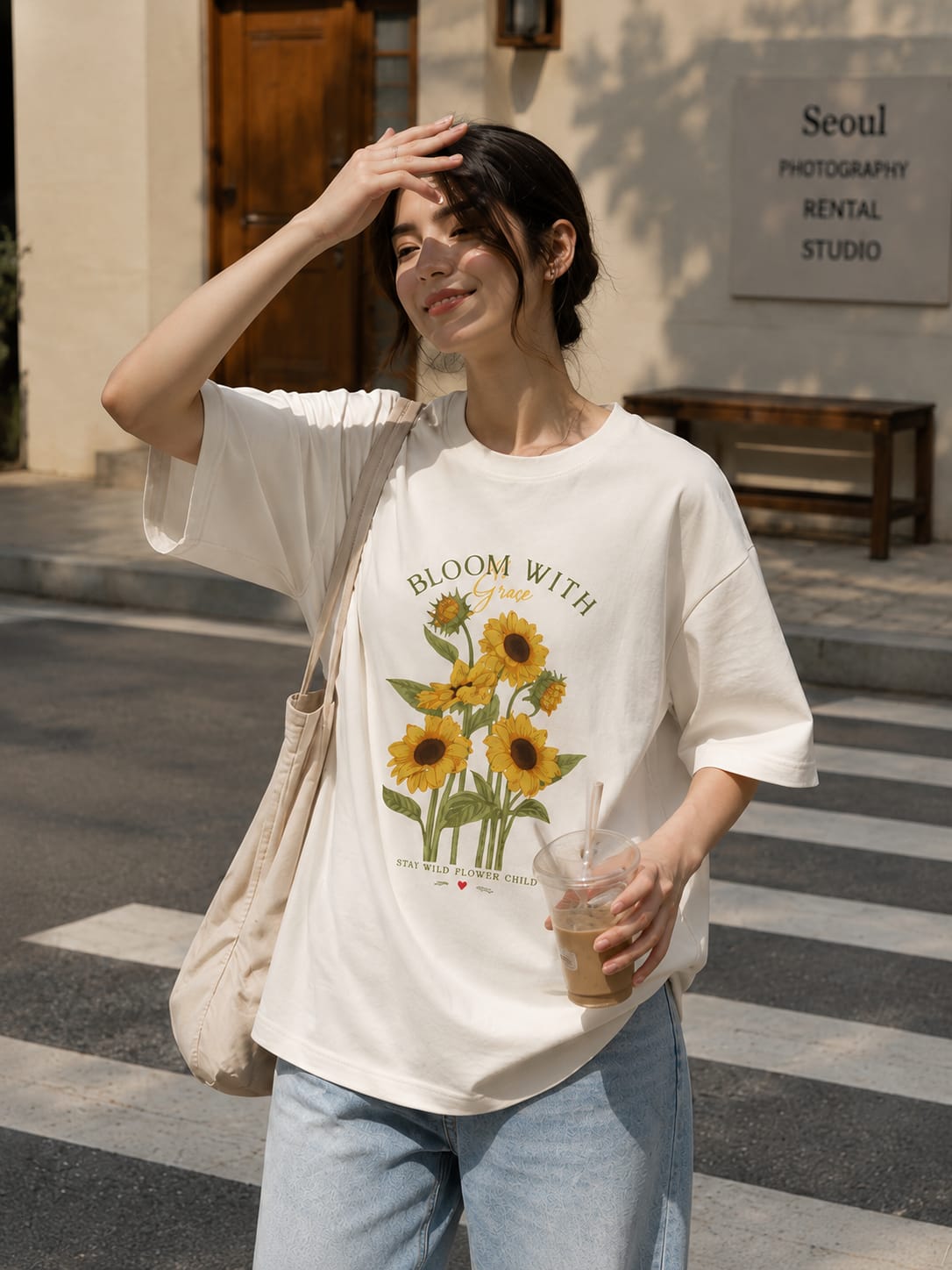 Bloom With Grace Sunflower Oversized T-Shirt - Image 2