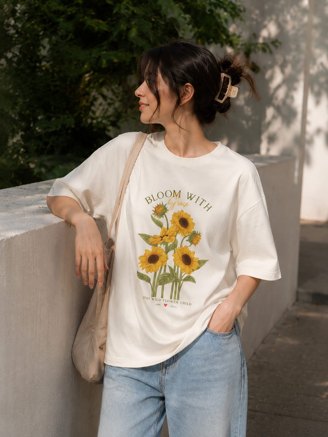 Bloom With Grace Sunflower Oversized T-Shirt - Image 3
